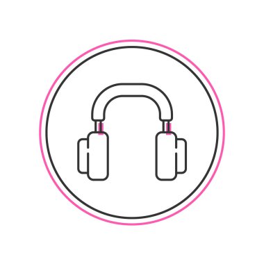 Doldurulmuş dış hat kulaklık simgesi beyaz arkaplanda izole edildi. Kulaklıklar. Müzik, hizmet, iletişim ve operatör konsepti. Vektör.