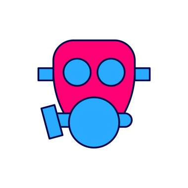 Doldurulmuş gaz maskesi simgesi beyaz arkaplanda izole edildi. Solunum cihazı işareti. Vektör.