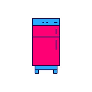 Doldurulmuş Buzdolabı simgesi beyaz arkaplanda izole edildi. Buzdolabı buzdolabı. Ev aletleri ve aletler. Vektör.