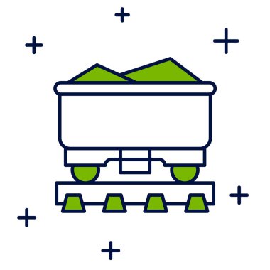 Beyaz arka planda izole edilmiş Kömür Treni ikonu. Demiryolu taşımacılığı. Vektör.