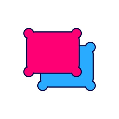 Beyaz arkaplanda izole edilmiş ana hatlı dikdörtgen yastık simgesi. Yastık tabelası. Vektör.