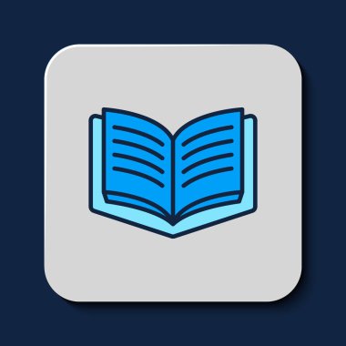 Mavi arkaplanda özet açık kitap simgesi izole edildi. Vektör.