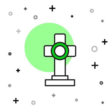 Filled outline Grave with cross icon isolated on white background. Vector.