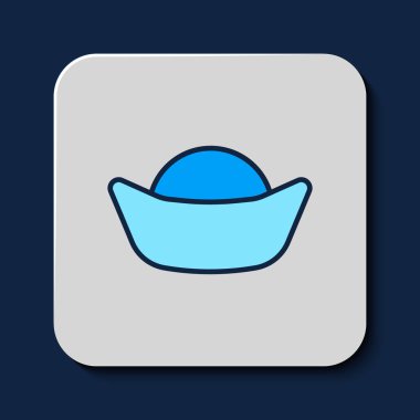 Doldurulmuş suşi simgesi mavi arkaplanda izole edildi. Geleneksel Japon yemekleri. Vektör.