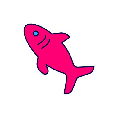 Doldurulmuş taslak köpekbalığı simgesi beyaz arkaplanda izole edildi. Vektör.