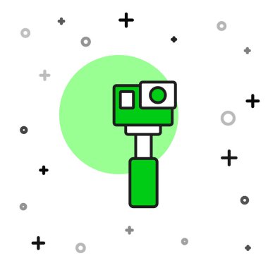 Doldurulmuş ekstrem kamera simgesi beyaz arkaplanda izole edildi. Ekstrem sporları çekmek için video kamera ekipmanı. Vektör.