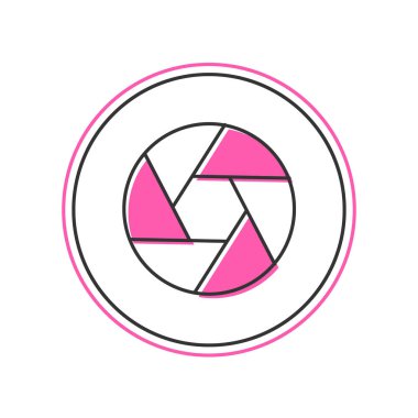 Doldurulmuş ana hat kamera deklanşör simgesi beyaz arkaplanda izole edildi. Vektör.