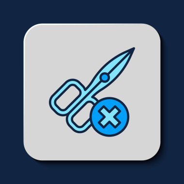 Mavi arkaplanda makas simgesi yok. Vektör.