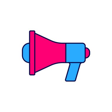 Doldurulmuş ana hatlı Megafon simgesi beyaz arkaplanda izole edildi. Sözcü işareti. Vektör.