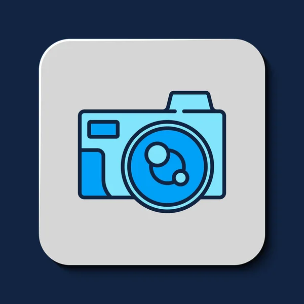 Заполненный Контур Иконка Фотокамеры Изолированы Синем Фоне Значок Фотокамеры Вектор — стоковый вектор