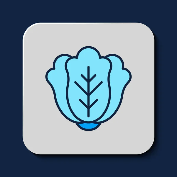 Filled Outline Fresh Cabbage Vegetable Icon Isolated Blue Background Vector — Stockvector