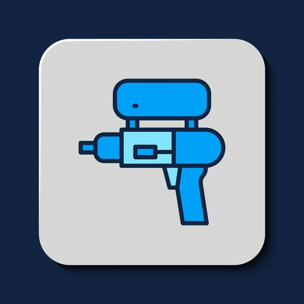 Esquema Rellenado Icono Pistola Agua Aislado Sobre Fondo Azul Vector — Vector de stock