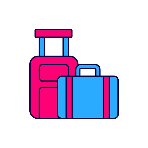 Filled Outline Suitcase Travel Icon Isolated White Background Traveling Baggage — Stock vektor