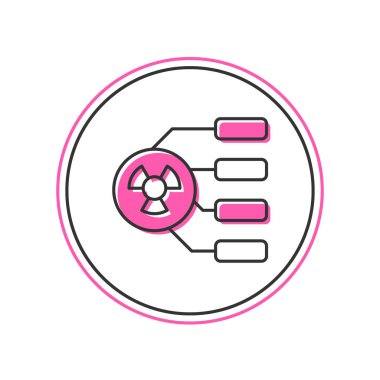 Beyaz arkaplanda izole edilmiş Radyoaktif simge dolduruldu. Radyoaktif zehirli sembol. Radyasyon tehlikesi işareti. Vektör.