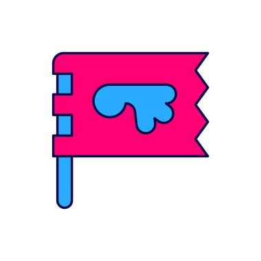 Beyaz arka planda izole edilmiş ana hatlı Viking bayrağı simgesi. Vektör.