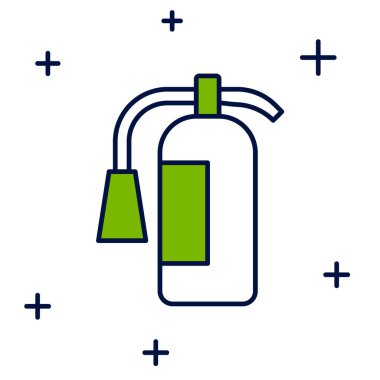 Beyaz arka planda izole edilmiş ana hatlı yangın söndürme ikonu. Vektör.