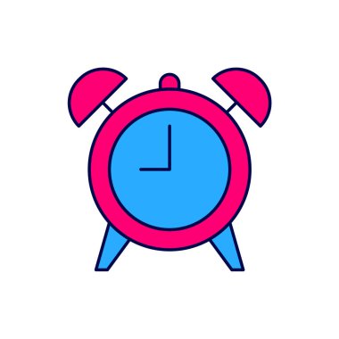 Doldurulmuş alarm saat simgesi beyaz arkaplanda izole edildi. Uyan, kalk konsepti. Zaman işareti. Vektör.