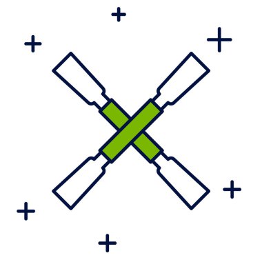 Beyaz arka planda izole edilmiş kürek ya da kürek dolu tekne simgesi. Vektör.