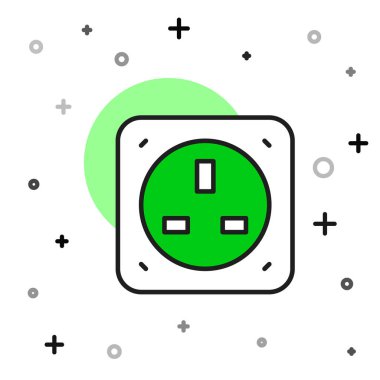 Doldurulmuş elektrik çıkış simgesi beyaz arkaplanda izole edildi. Elektrik prizi. Rosette sembolü. Vektör.