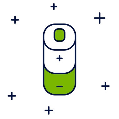 Doldurulmuş Batarya şarj seviyesi göstergesi simgesi beyaz arkaplanda izole edildi. Vektör.