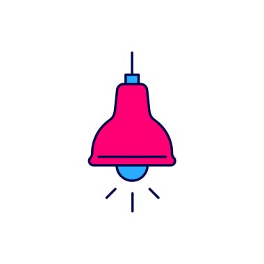 Doldurulmuş lamba asma simgesi beyaz arkaplanda izole edildi. Tavan lambası ampulü. Vektör.