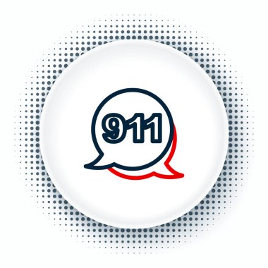 Beyaz arka planda 911 'i arayan bir hat var. Polis, ambulans, itfaiye, çağrı, telefon. Renkli taslak konsepti. Vektör.
