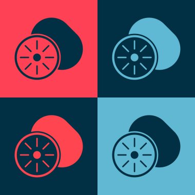 Pop Art Kiwi meyve ikonu renk arkaplanında izole edilmiş. Vektör.