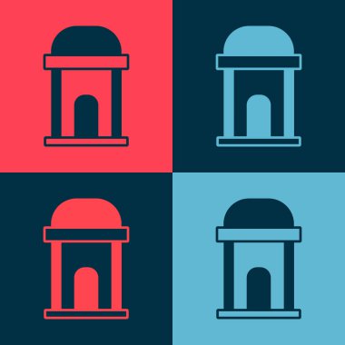 Pop Art Old Crypt simgesi renk arkaplanında izole edildi. Mezarlık sembolü. Merhumun gömülmesi için mezarlık ya da mezarlık. Vektör.