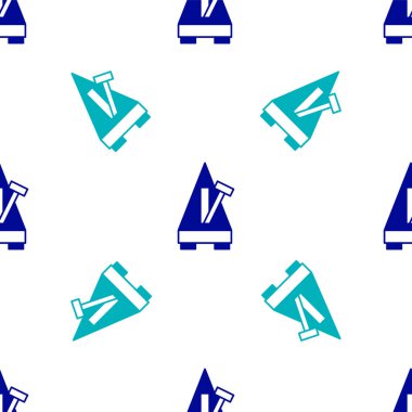 Hareket simgesinde sarkacı olan Mavi Klasik Metronom beyaz arkaplanda izole edilmiş pürüzsüz desen. Müzik ve ritim mekanizması. Vektör.