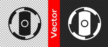 Siyah Kalkan Viking simgesi şeffaf arkaplanda izole edildi. Yuvarlak ahşap kalkan. Güvenlik, güvenlik, koruma, mahremiyet, koruma kavramı. Vektör.