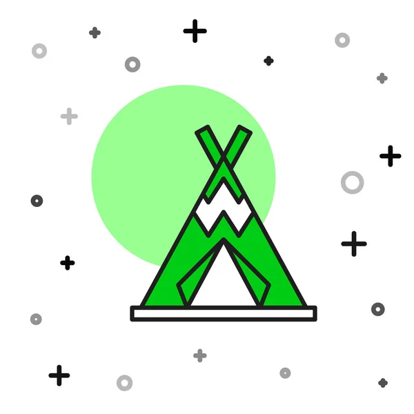 Filled Outline Traditional Indian Teepee Wigwam Icon Isolated White Background — Archivo Imágenes Vectoriales