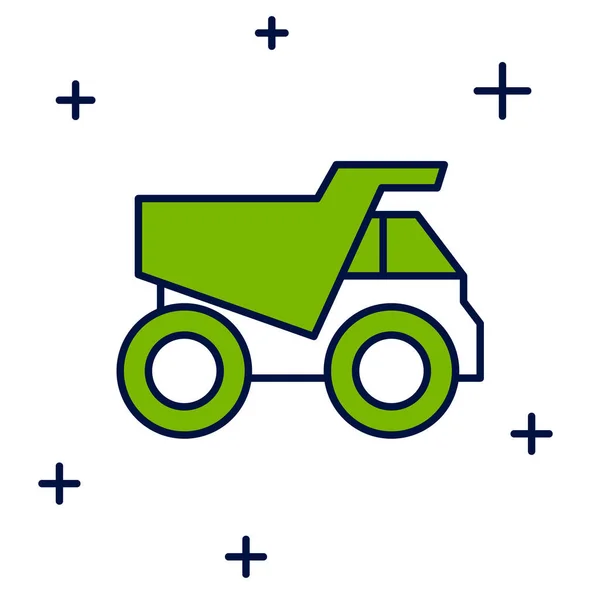 Filled Outline Mining Dump Truck Icon Isolated White Background Vector — Archivo Imágenes Vectoriales