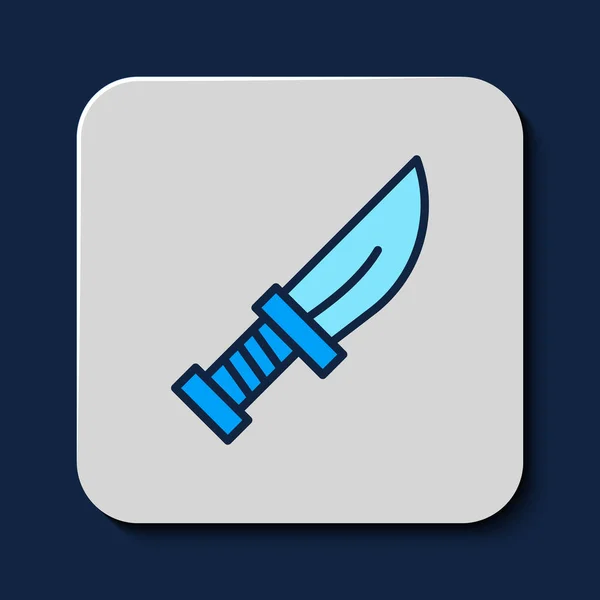 填充轮廓匕首图标孤立在蓝色背景 刀具图标 刀刃锋利 — 图库矢量图片