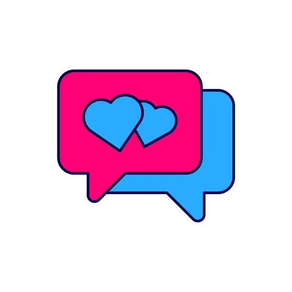 Filled Outline Heart Speech Bubble Icon Isolated White Background Happy — Vettoriale Stock