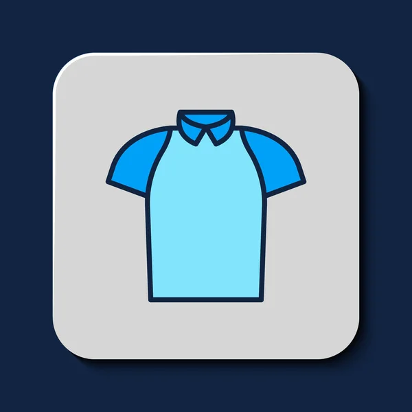 Esboço Preenchido Ícone Camisa Polo Isolado Fundo Azul Vetor —  Vetores de Stock