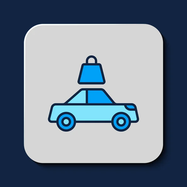 Esquema Rellenado Icono Seguro Coche Aislado Sobre Fondo Azul Concepto — Vector de stock