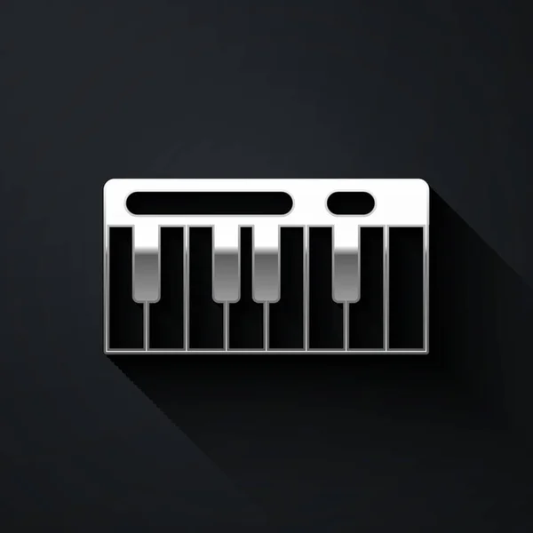 Icône Synthétiseur Silver Music Isolée Sur Fond Noir Piano Électronique — Image vectorielle