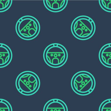 Çizgili direksiyon simgesi mavi arkaplanda izole edilmiş kusursuz desen. Araba tekeri ikonu. Vektör.