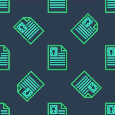 Satır simgesini mavi arkaplanda izole edilmiş şekilde devam ettir. Özgeçmiş başvurusu. Profesyonel personel aranıyor. Personel analizi devam ediyor. Vektör.