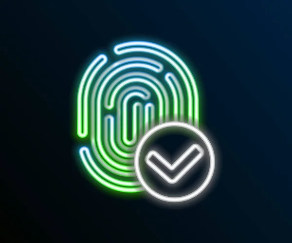 Leuchtende Leuchtschrift Fingerprint Symbol Isoliert Auf Schwarzem Hintergrund App Symbol — Stockvektor