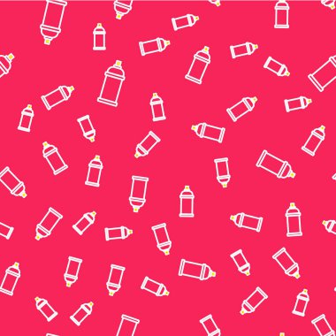 Çizgi boya spreyi ikonu kırmızı arkaplanda izole edilmiş pürüzsüz desen. Vektör.