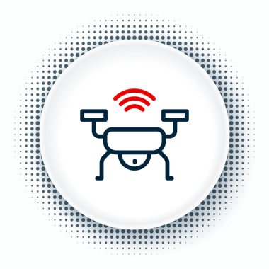 Akıllı Hat İHA sistem simgesi beyaz arkaplanda izole edildi. Video ve fotoğraf makinesi sembollü dörtlü helikopter. Renkli taslak konsepti. Vektör.