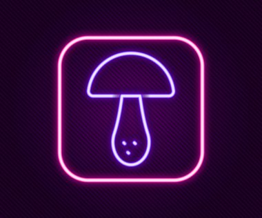 Parlayan neon hattı mantar ikonu siyah arkaplanda izole edildi. Renkli taslak konsepti. Vektör.