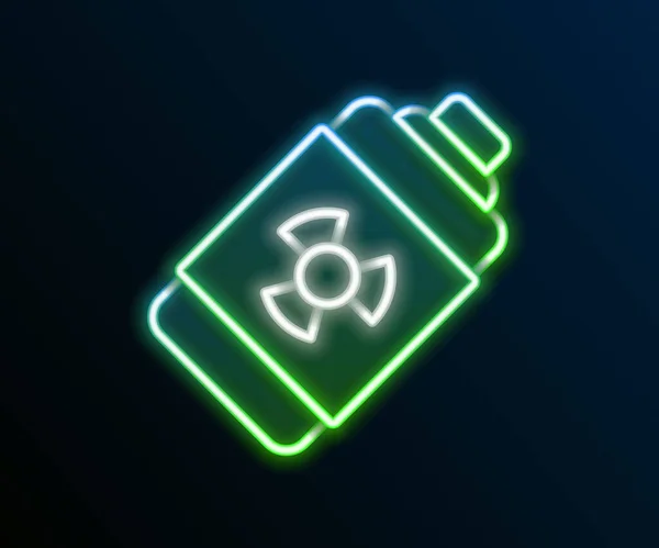 Leuchtende Neon Linie Atomenergie Batterie Symbol Isoliert Auf Schwarzem Hintergrund — Stockvektor