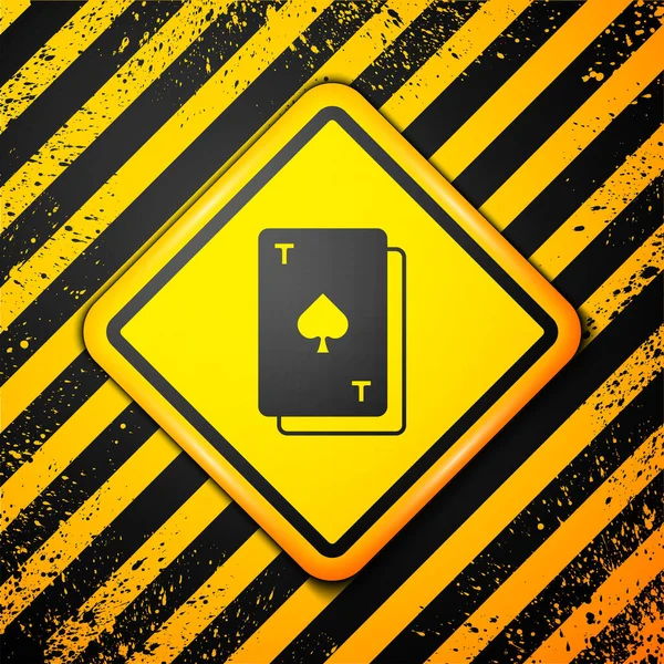 Schwarze Spielkarte Mit Pik Symbol Auf Gelbem Hintergrund Casino Glücksspiel — Stockvektor