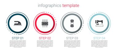 Elektrik demiri, dikiş iğnesi, iplik ve dikiş makinesi ayarlayın. Ticari bilgi şablonu. Vektör.