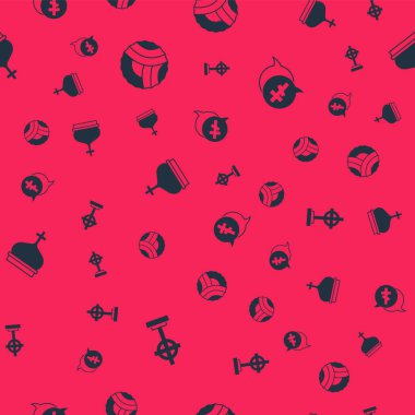 Mezar 'ı haç, çelenk, kilise kulesi ve kusursuz desenle donatın. Vektör.