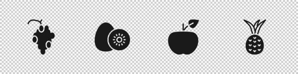Встановіть Піктограму Винограду Ківі Яблуко Ананас Векторні — стоковий вектор