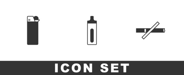 Set Lighter Electronic Cigarette Smoking Icon Vector — Stock Vector