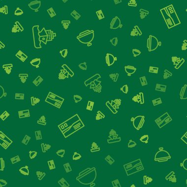 Seyir gemisini ayarlayın, kartpostallı seyahat ve tepsiyle kaplanmış, pürüzsüz desenli. Vektör.